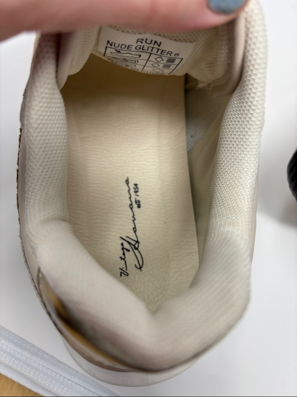 Vintage Havana run nude glitter 8 Neutral Beige Women's Athletic Sneakers - Picture 9 of 11